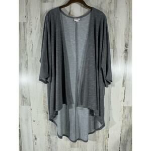 Lularoe Cardigan Kimono‎ Oversized Medium Gray Stripe Open Front High Low Hem